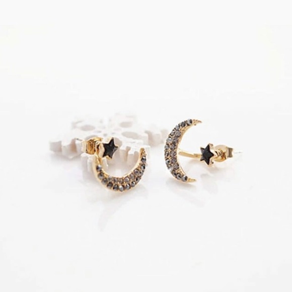3/$30 Moon & Star Rhinestone Stud Earrings - Picture 3 of 5